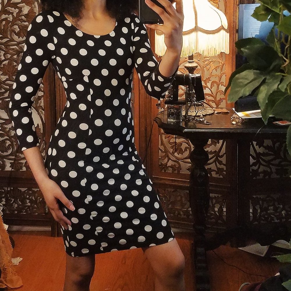 h&m polka bodycon dress